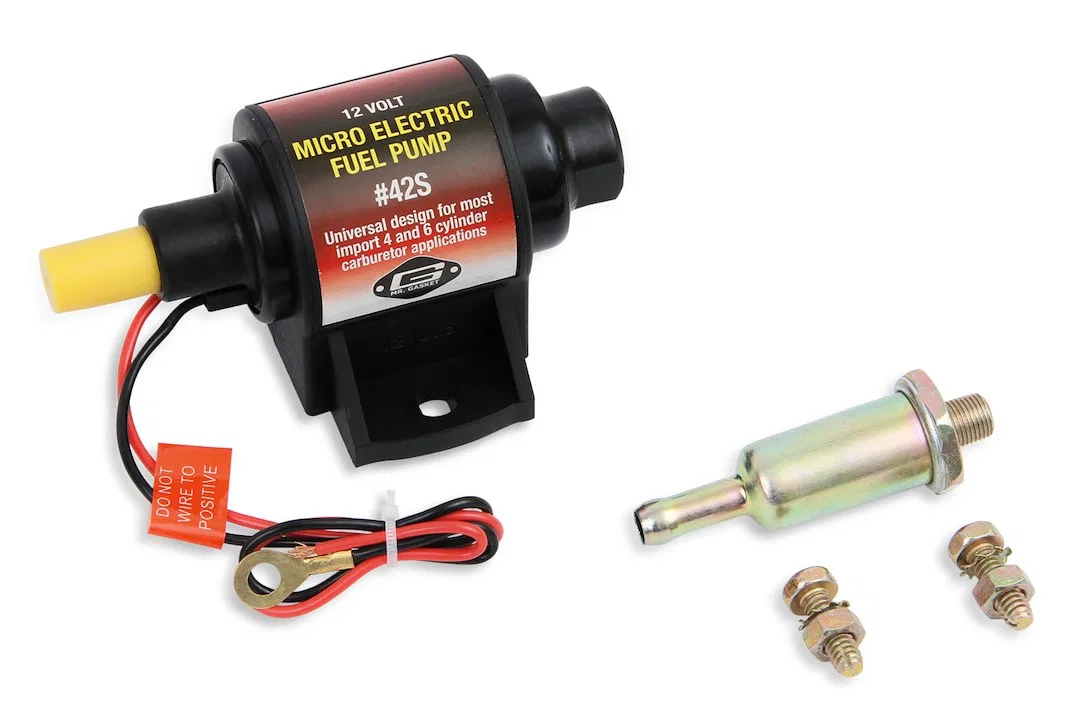 42S – MR GASKET Fuel Pump Electric, 42 Gallons Per Hour 2-3.5 PSI Max Pressure 1/8 Inch Inlet/ Outlet 12 Volt Negativ...